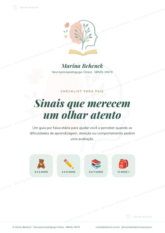 Capa do checklist Sinais que merecem um olhar atento